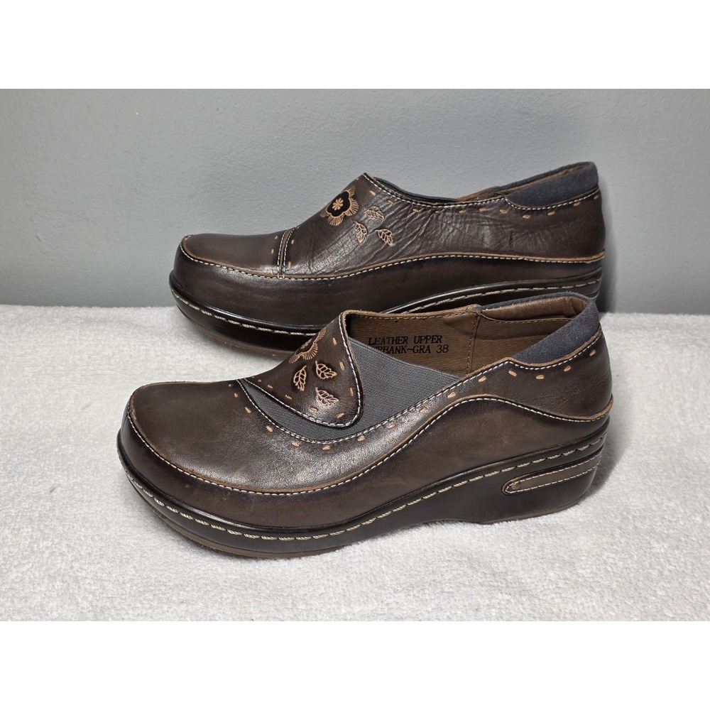 L'ARTISTE Women's CHINO Brown Mules Clogs Leather Shoes EU 38/US 7.5 Spring Step